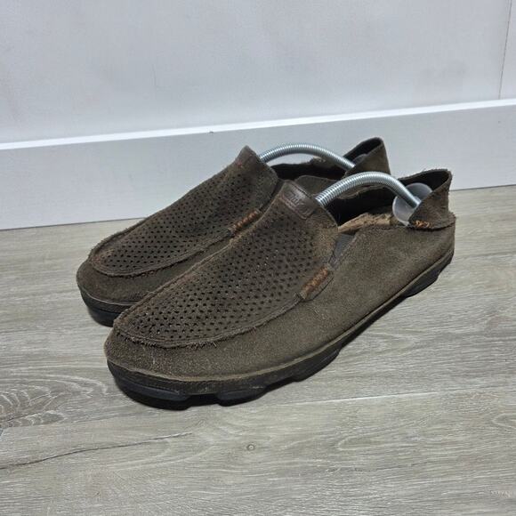 Olukai Men\'s Moloa Kohona Brown Suede Slip on Loafers Size 11 main image 4